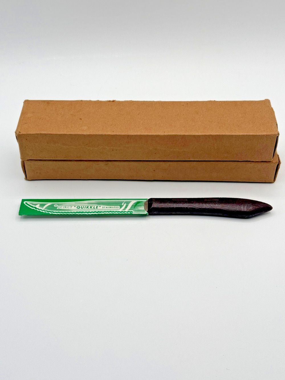 Vintage Quikut Quikkle Steak Knives Lot 12 NOS Stainless USA Original Sleeves